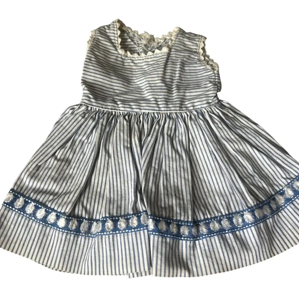 Vintage Doll Dress Tops Lot 3 Handmade Blue Red Hearts Crocheted